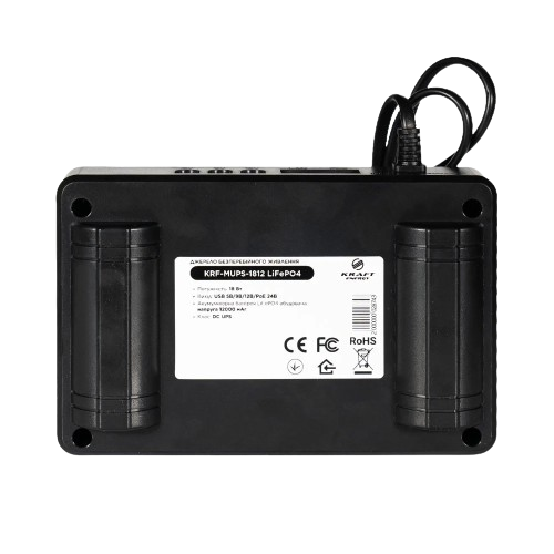 Джерело безперебійного живлення DC UPS Kraft KRF-MUPS-1812 5V/9V/12V/24V/PoE, LiFePO4 2*6Ah, для роутера і медіаконвертера 42-00109 фото